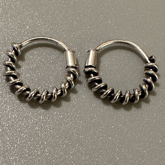 Sterling Silver Twist Bali Hoop Earrings 10mm - Picture 9 of 9